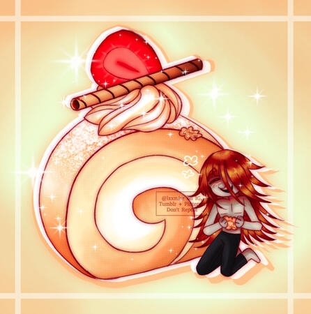 simple style fullbody w/ food prop as main focus